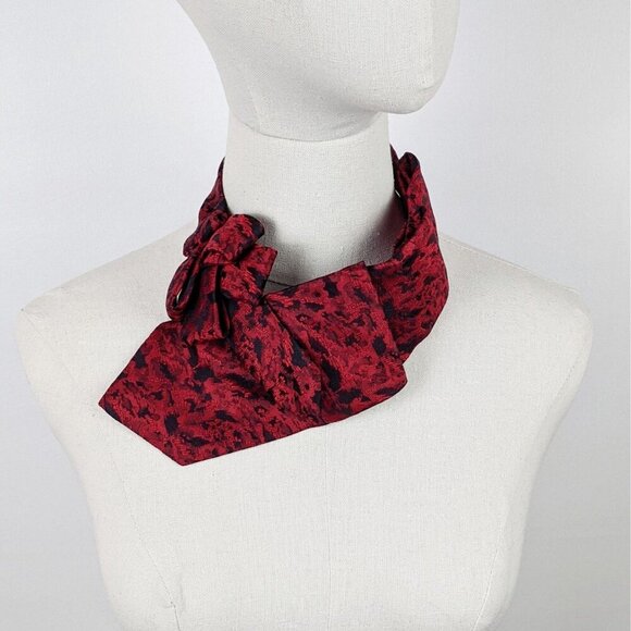 Black And Red Ascot Scarf - Tuxedo Tie - Formal Accessories - Vintage Chic - Picture 3 of 7